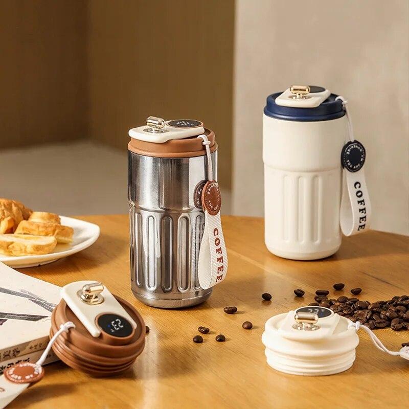 450ml Thermos Bottle Smart Temperature Display Stainless Steel Vacuum Cup Office Coffee Cup Business Portable Thermal Mug