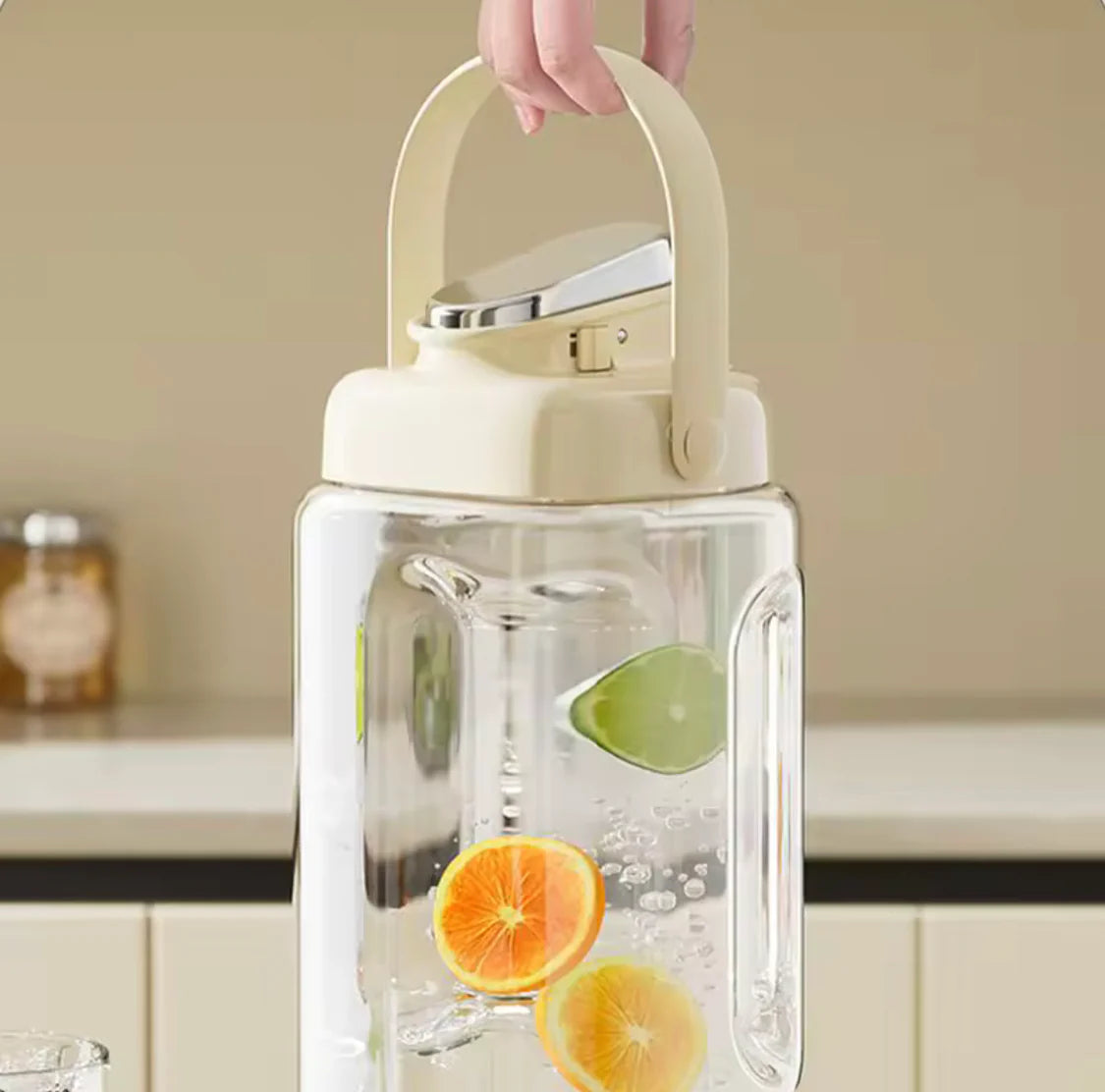 3.5L Refrigerator Water Bottle Kettle With Tap, Large Capacity Glass Water Bottle, Cool Water Bucket Dispenser