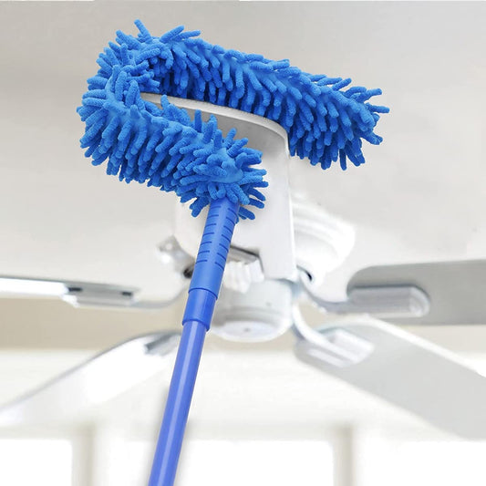 Microfiber Fan Cleaning Duster Steel Body Flexible Fan mop for Quick and Easy Cleaning of Home, Kitchen, Car, Ceiling, and Fan Dusting Office Fan Cleaning Brush with Long Rod