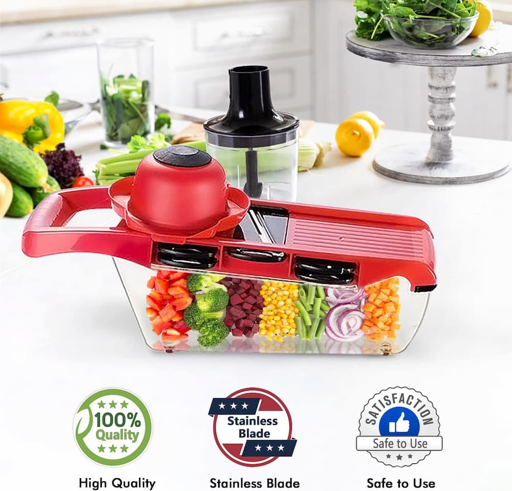 High Quality 10 In 1 Mandoline Slicer Vegetable Grater, Cutter with Stainless Steel Blades