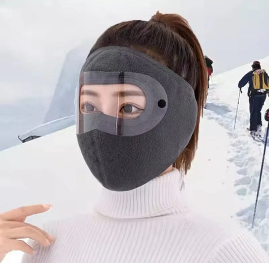 Windproof Anti Dust Full Face Mask, Double Layer Fleece Riding Warm Mask, Winter Warm Cap