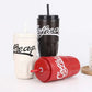 500ml Double Layer Coffee Mug, Outdoor Thermos Cup, Portable Insulated Water Bottle With Straw