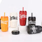 500ml Double Layer Coffee Mug, Outdoor Thermos Cup, Portable Insulated Water Bottle With Straw