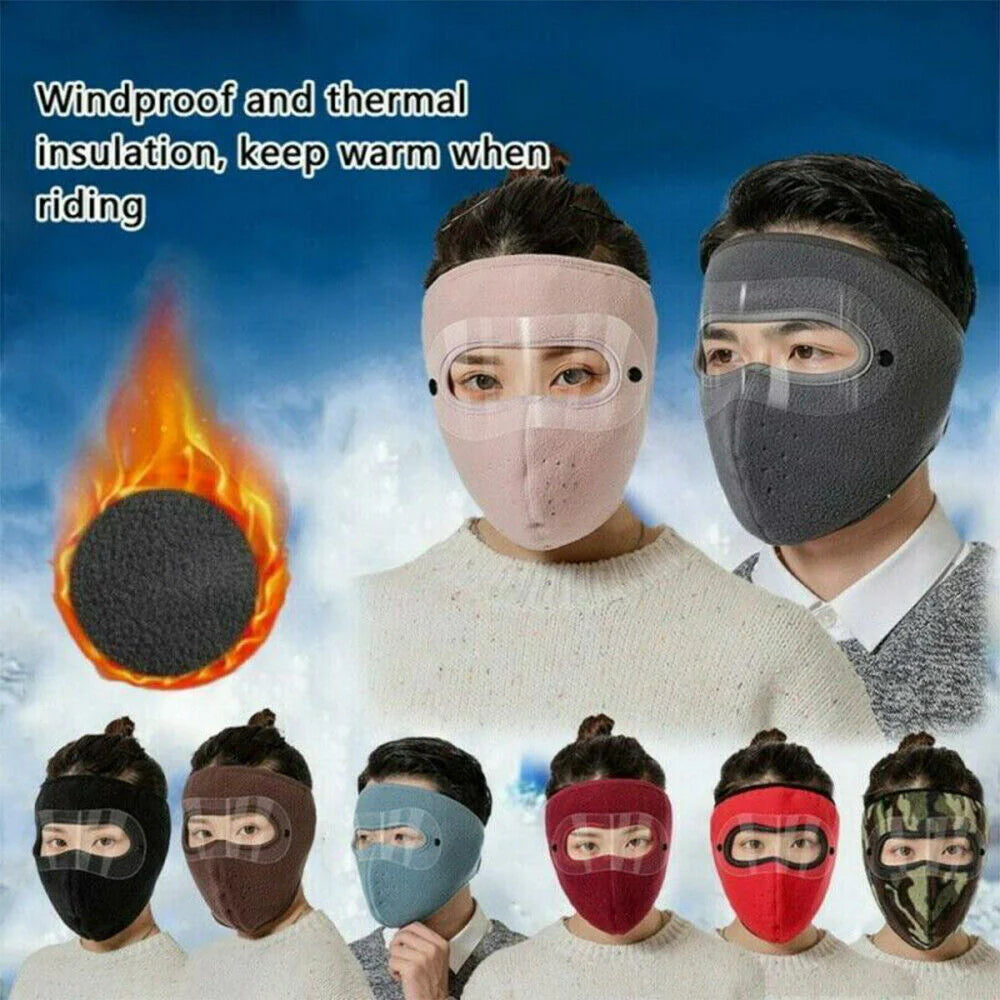 Windproof Anti Dust Full Face Mask, Double Layer Fleece Riding Warm Mask, Winter Warm Cap