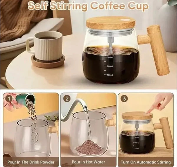 Self-Stirring Glass Cup