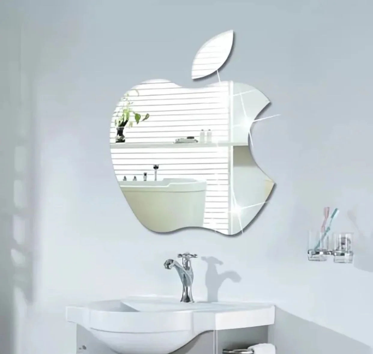 Apple Shape Wall Sticker Mirror