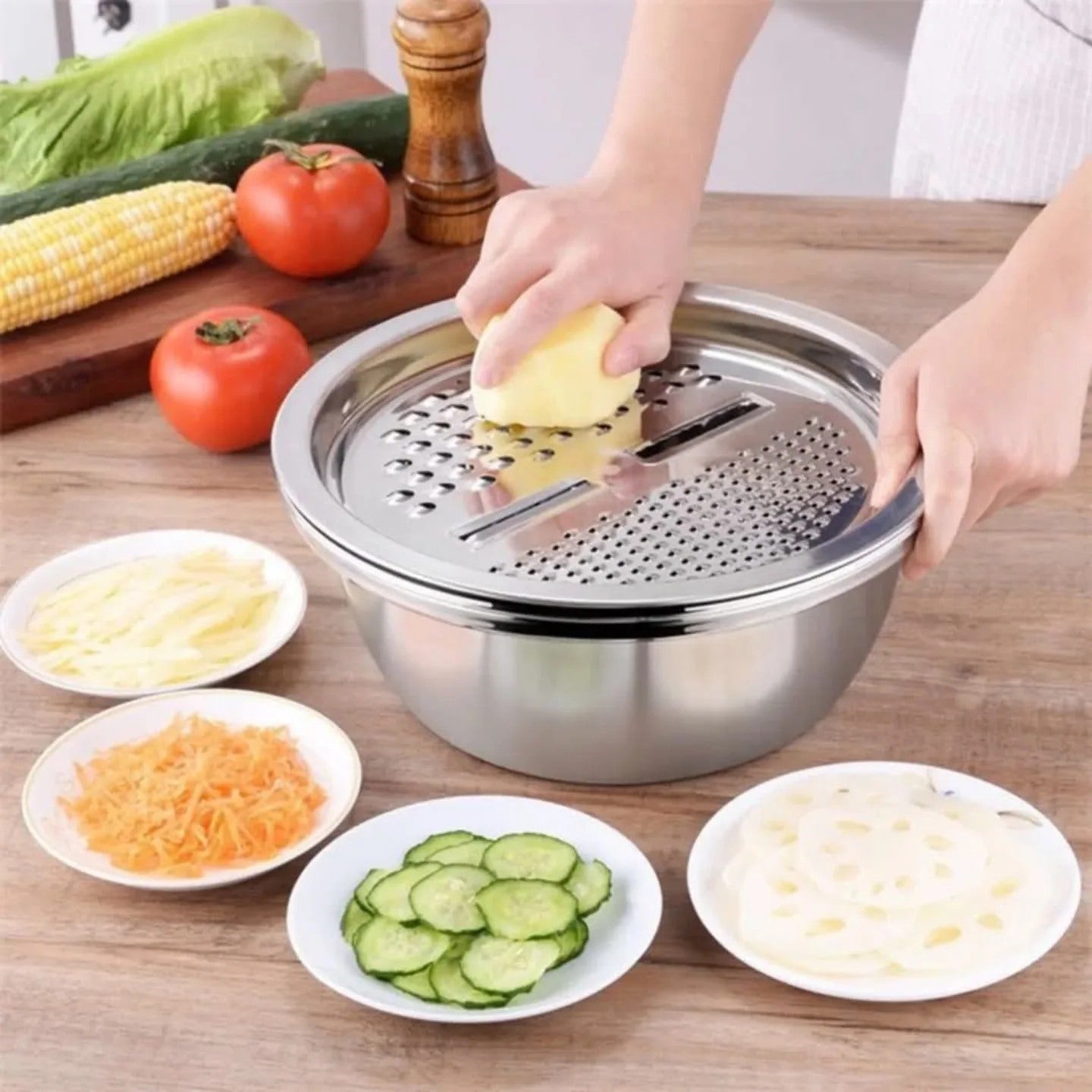 3in1 Stainless Steel Colander With Grater