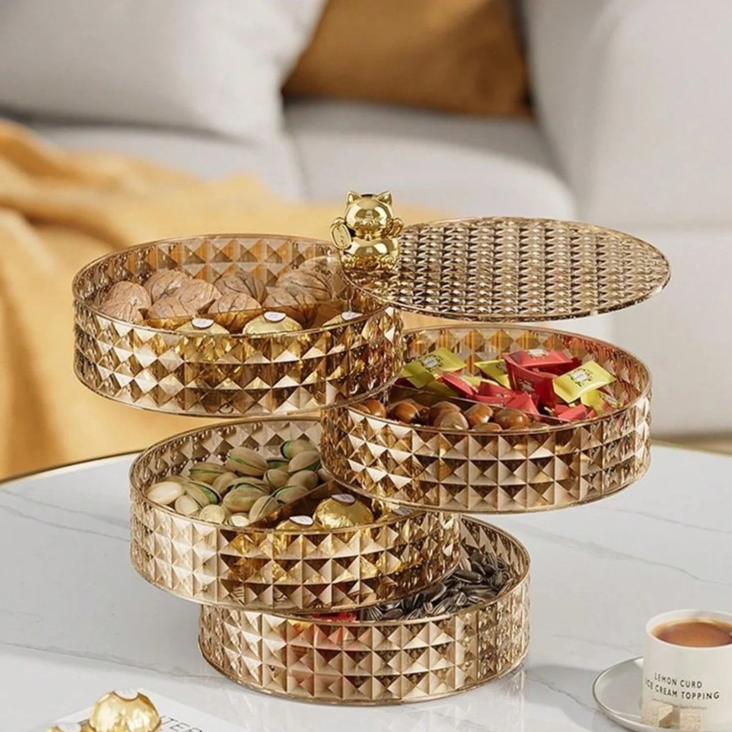 Desktop Rotating Jewelry And Snacks Organizer (4Layer)