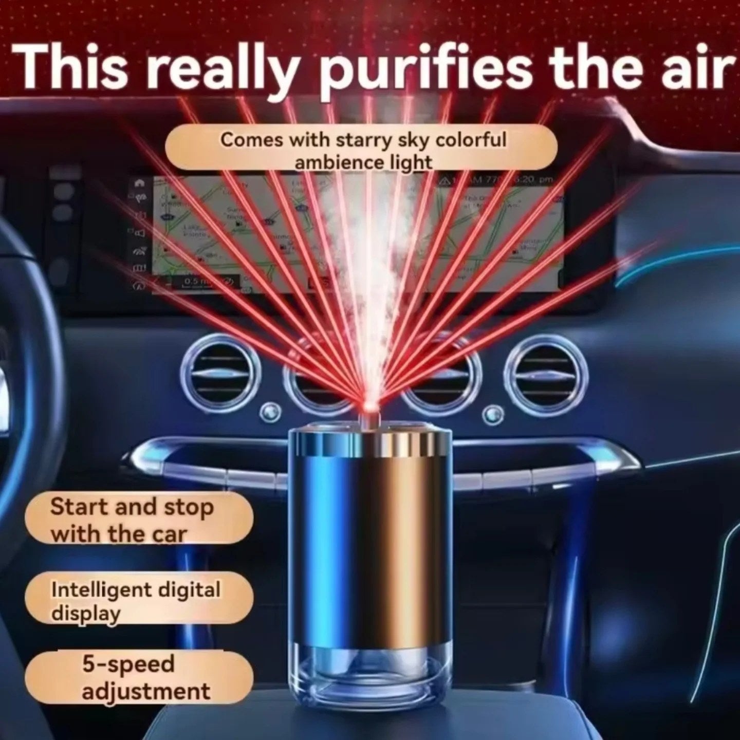 Car Aroma Diffuser With Ambient Led Starry Light