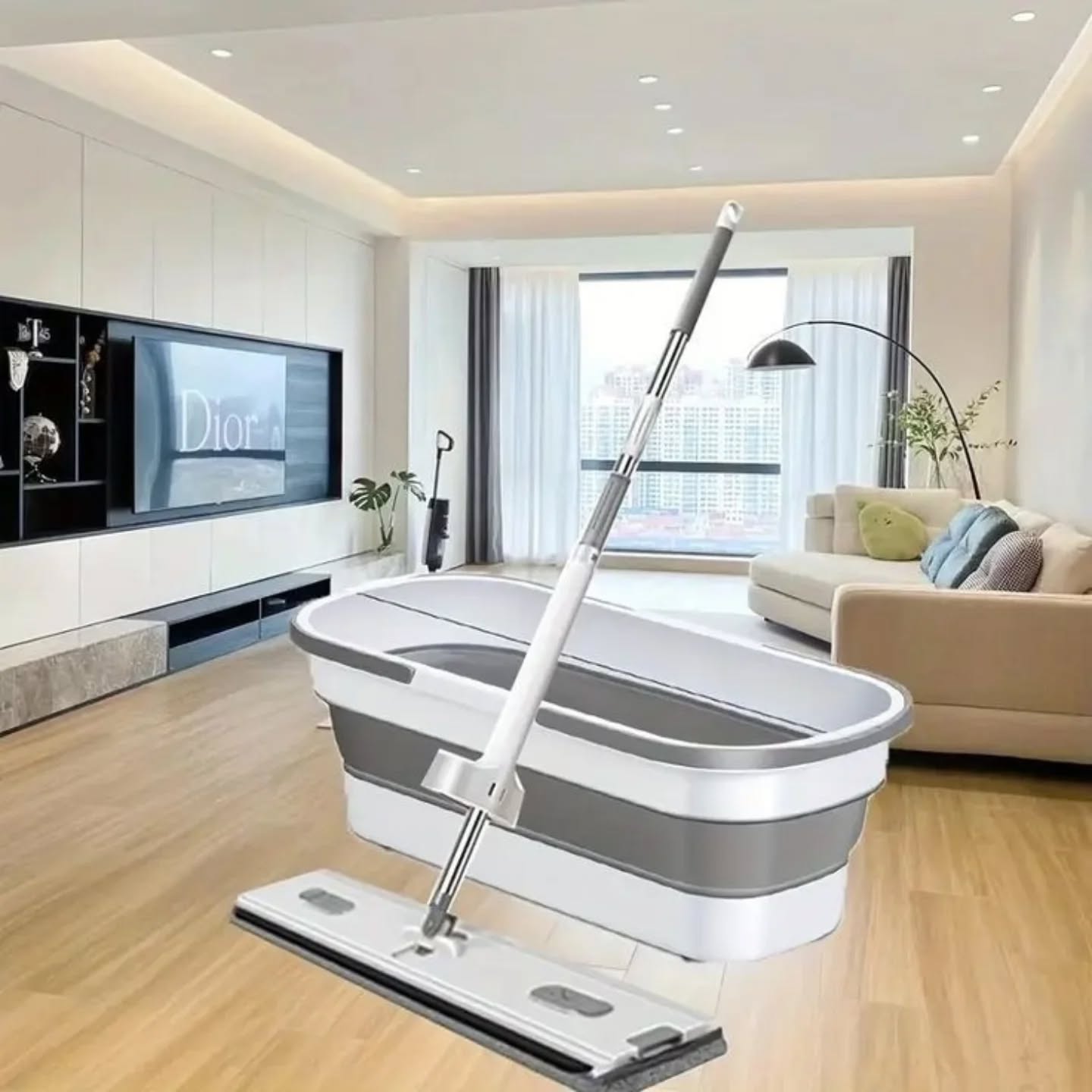 Flat Sqeeze Mop With Foldable Bucket