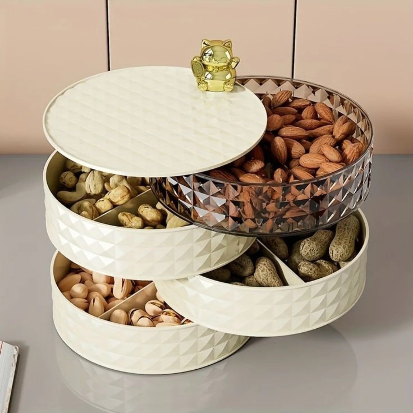 Desktop Rotating Jewelry And Snacks Organizer (4Layer)