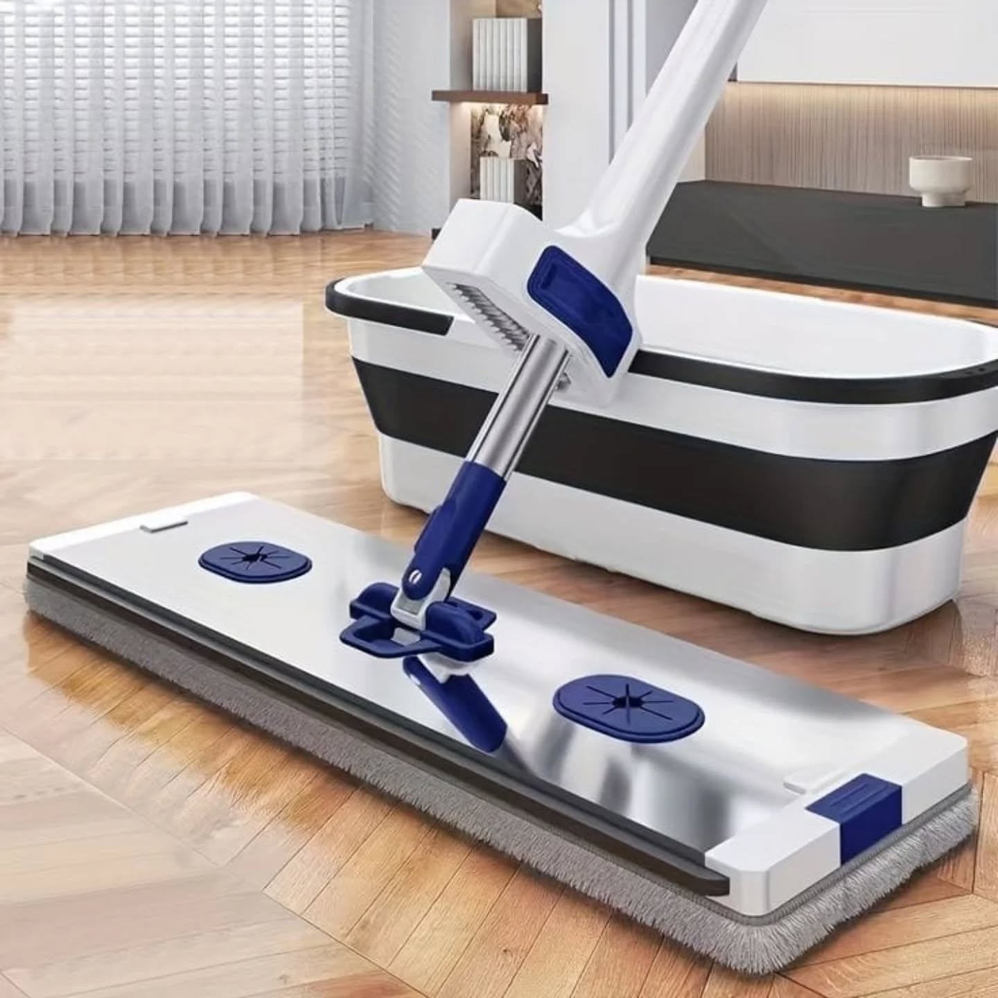 Flat Sqeeze Mop With Foldable Bucket