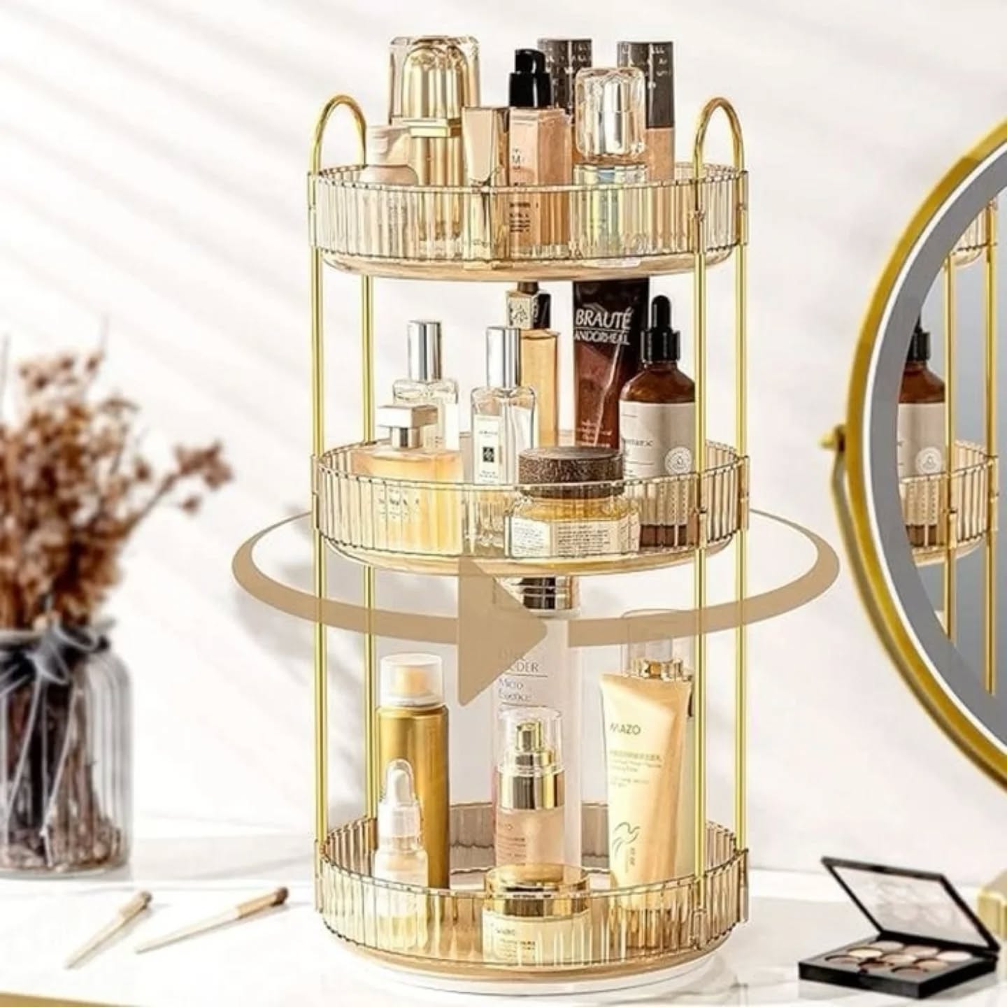 Luxury 3 Tier Rotating Cosmetic Organizer