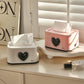 1pc INS Heart-shaped Tissue Box Living Room And Bedroom Decoration Creative Desktop Tissue Storage Box Spring Drawstring Box