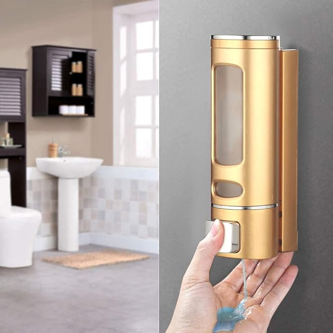 BATH GURU Soap Shampoo Sanitizer Gel Liquid Soap Dispenser for Bathroom Kitchen (3, Gold)