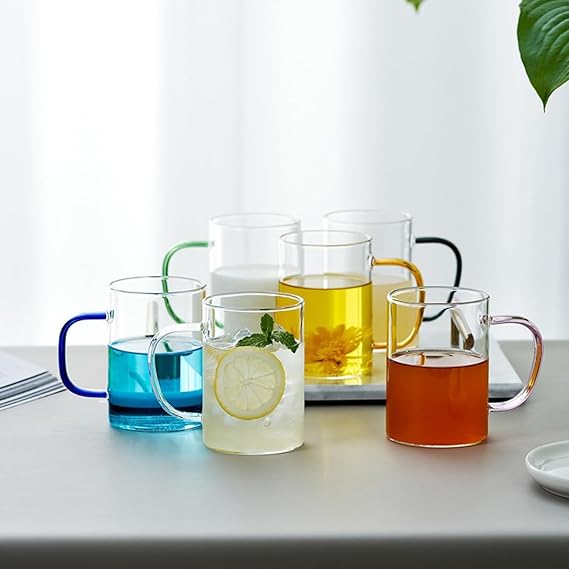 6 Pcs Multi Handle Glass Cups (330ml)