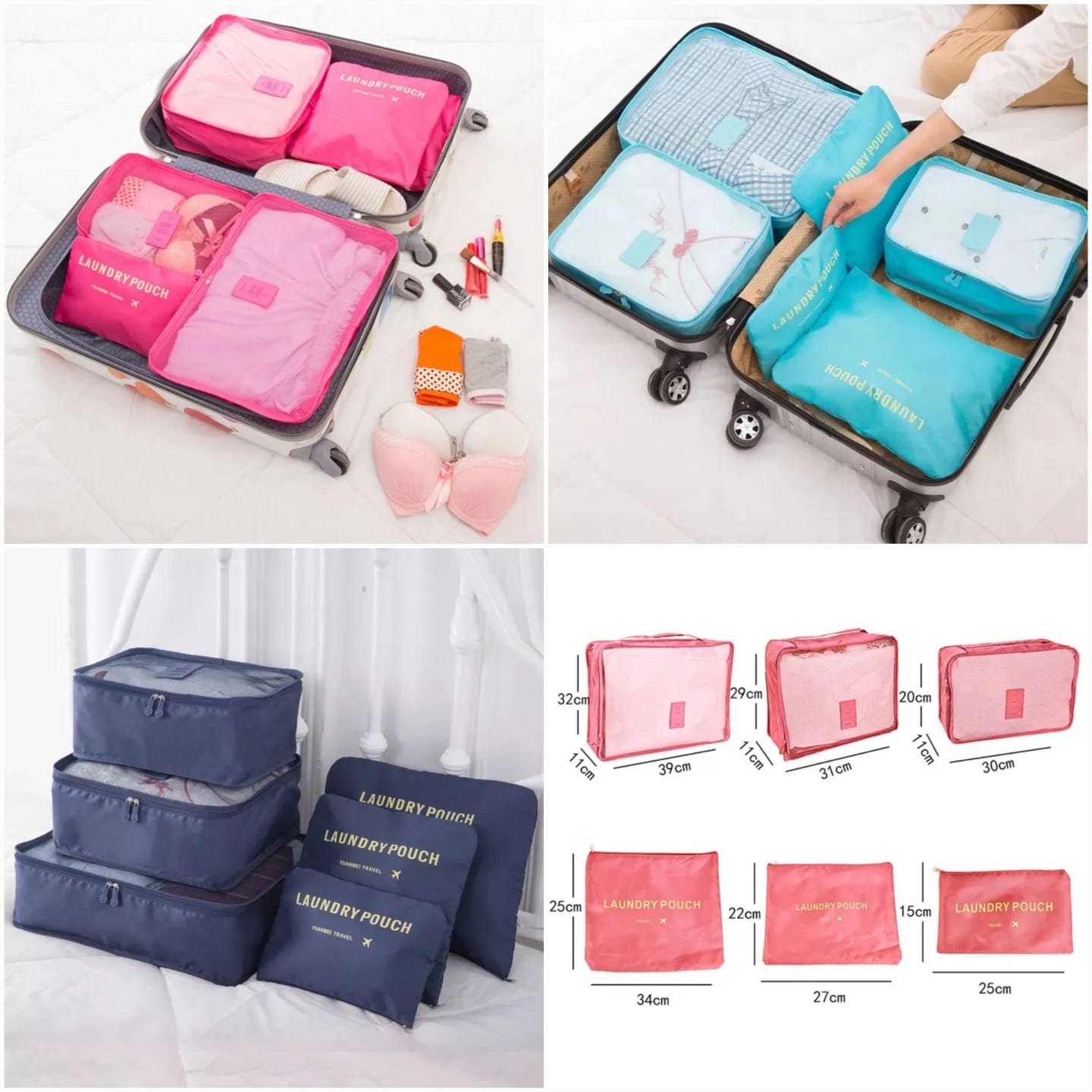 Travel 6pcs Pouch Organizer (Random Color)