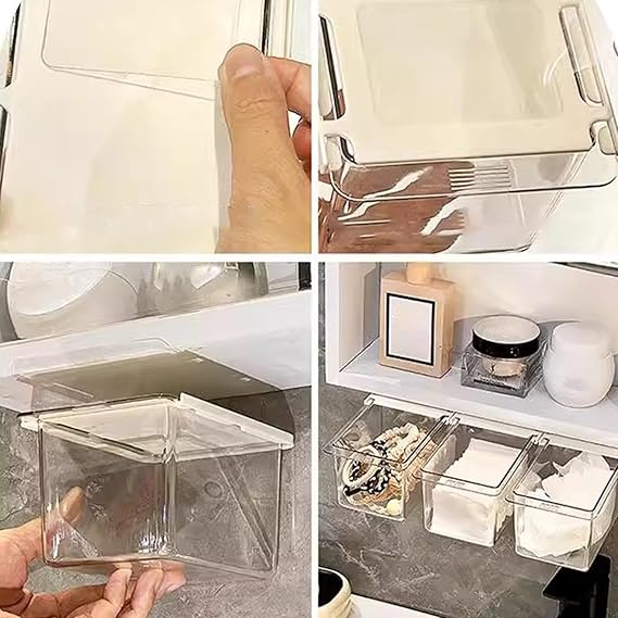 Acrylic Pull Out Makeup Organizer Cotton Swab Cosmetics Storage Box