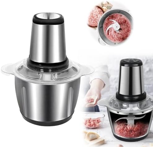 Heavy-Duty 3L Stainless Steel Meat Grinder and Food Processor for Meat, Vegetables, Fruits - Electric Kitchen Mincer and Chopper - Silver