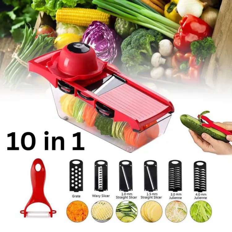 High Quality 10 In 1 Mandoline Slicer Vegetable Grater, Cutter with Stainless Steel Blades