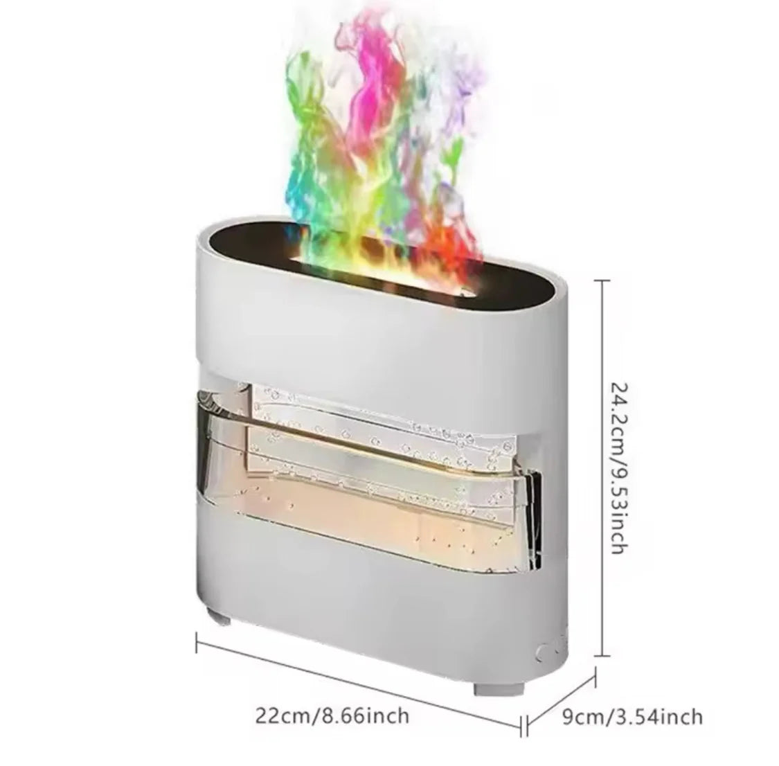 Rain Drops Simulation Flame Humidifier, Colourful Rain And Fire Aroma Diffuser, Dynamic Flame Air Humidifier