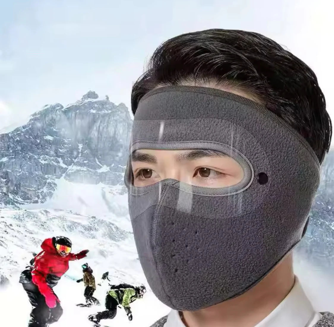 Windproof Anti Dust Full Face Mask, Double Layer Fleece Riding Warm Mask, Winter Warm Cap