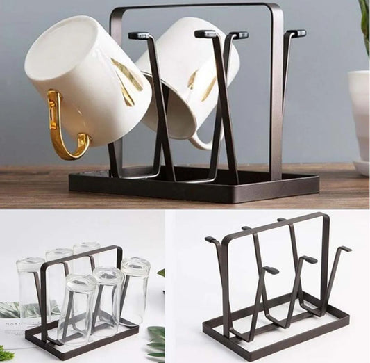 Six Pcs Glass Stand Metal