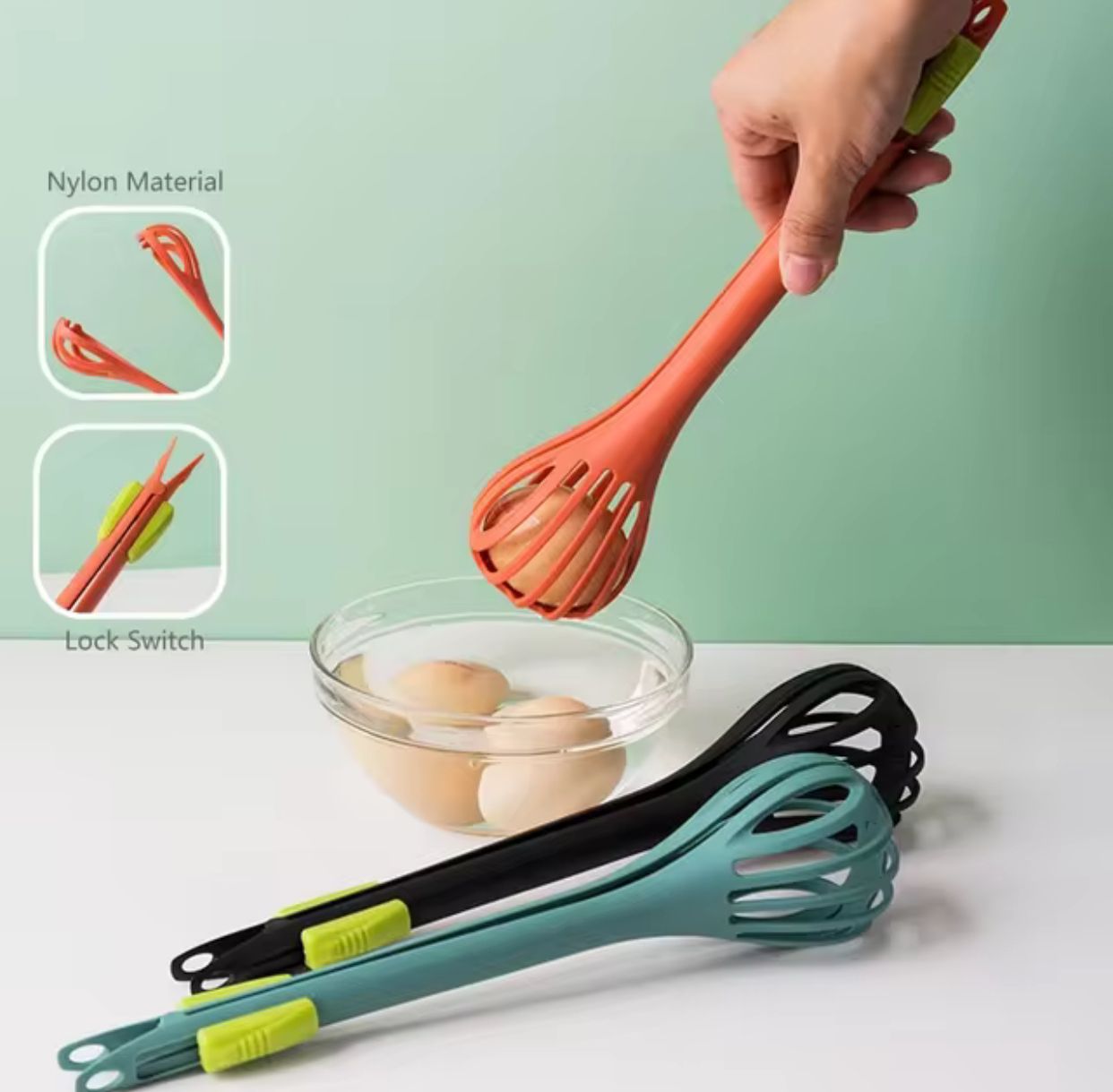 Pasta spoon with egg beater