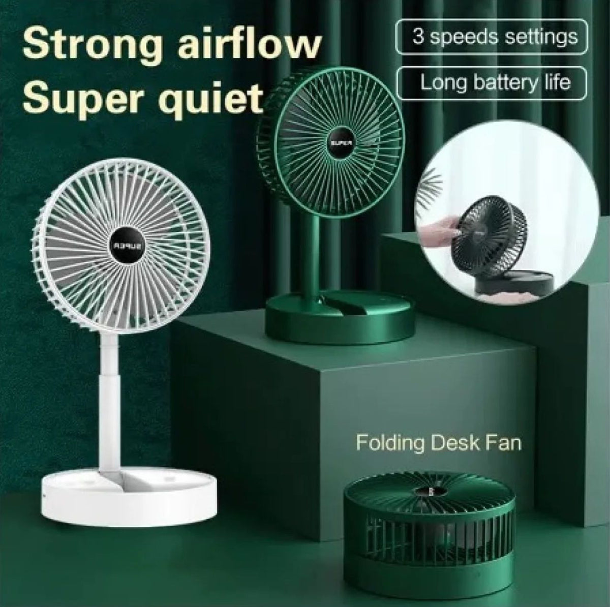 3 Modes Rechargeable Telescopic Folding Fan