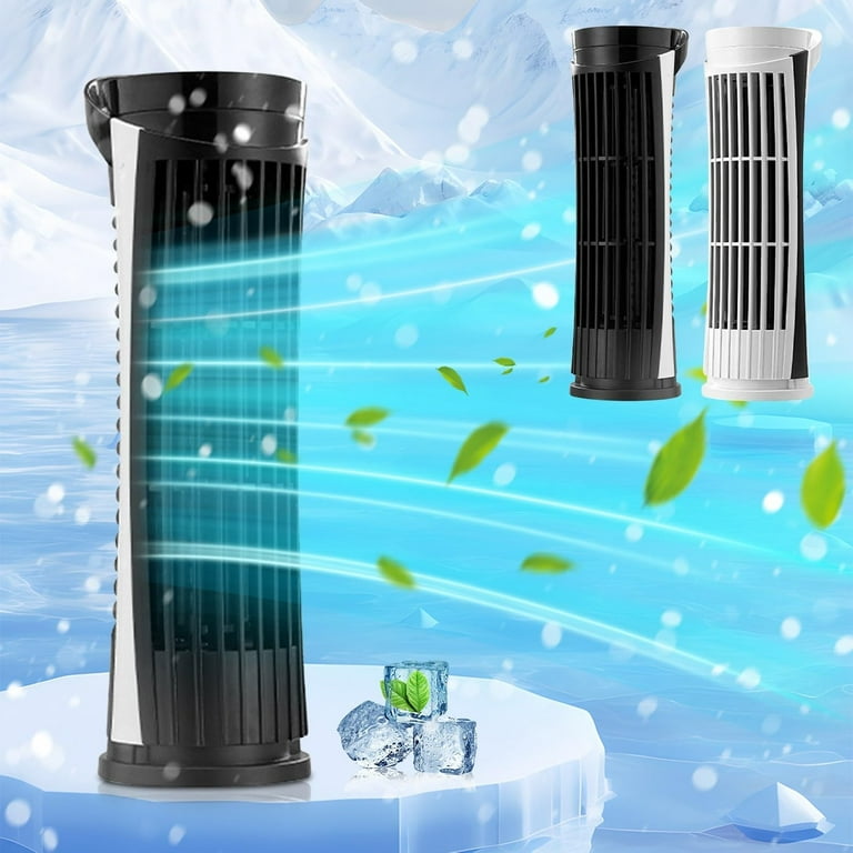 Outfany Cooling Ace Air Conditioner, Smart Tower Fan Bladeless With LED Lights USB Powered 2 Speeds Oscillating Fan For Bedroom