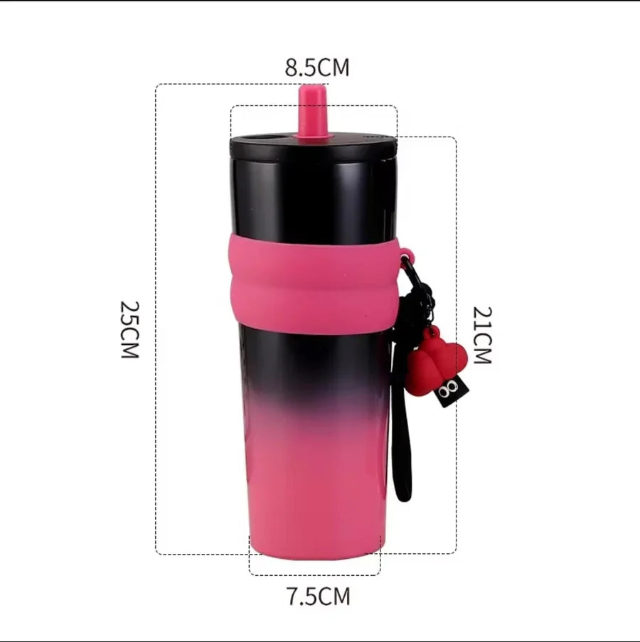 High-Quality Mirror Surface Thermcups with Straw – 710ml Capacity, Insulated Tumbler