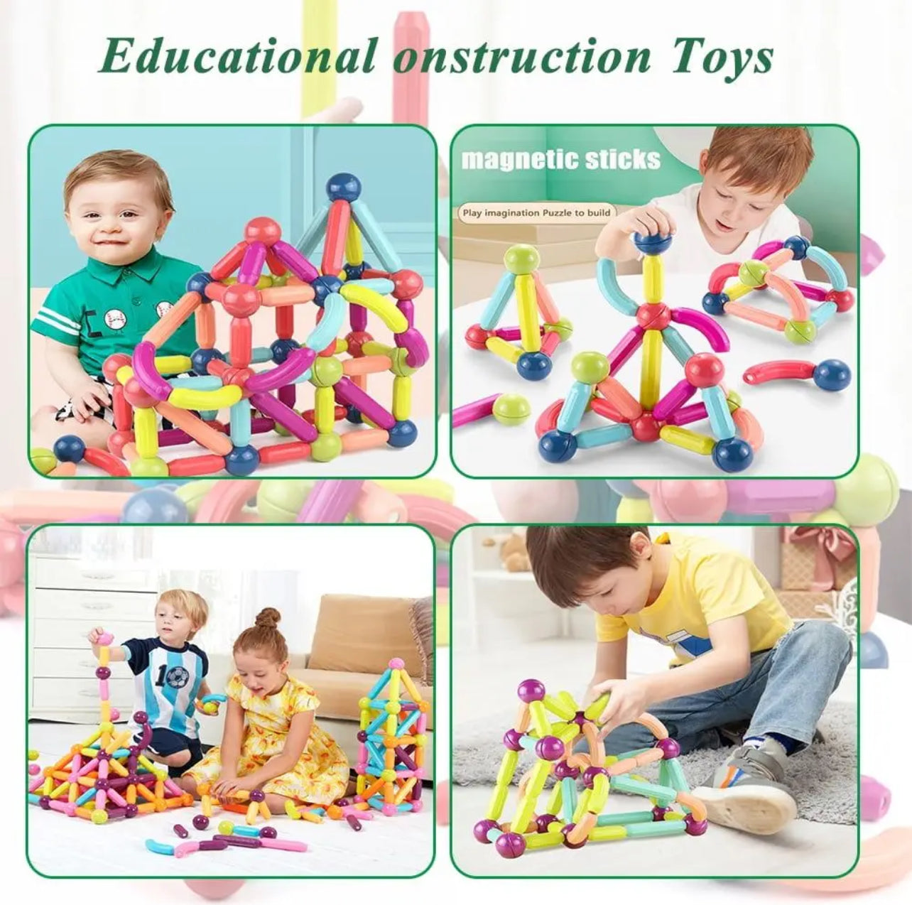 25 Pcs Magnetic Building Sticks Set For Creative Play