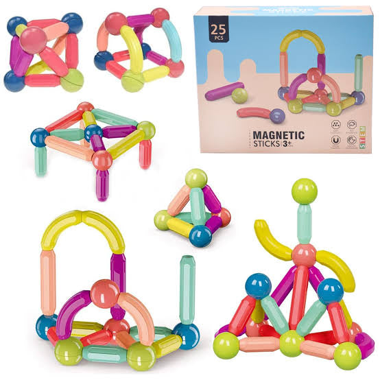 25 Pcs Magnetic Building Sticks Set For Creative Play