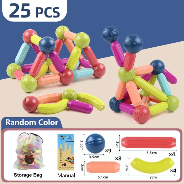 25 Pcs Magnetic Building Sticks Set For Creative Play