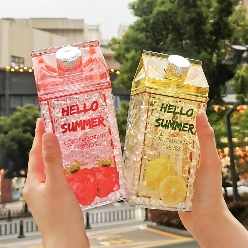 Hello Summer Cute Water Bottle With Straw