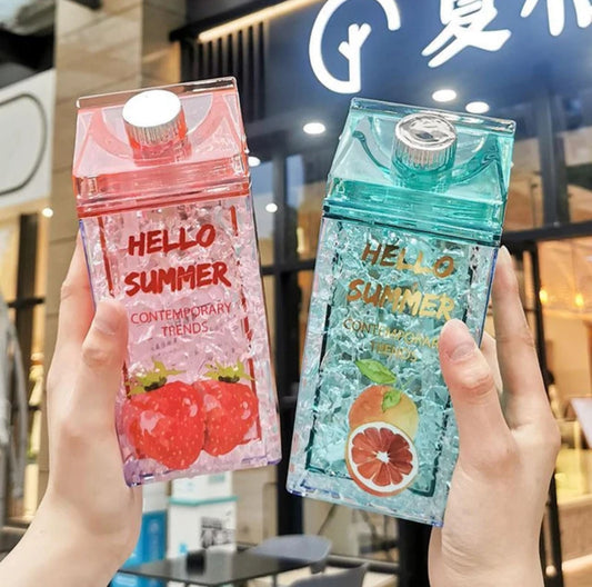 Hello Summer Cute Water Bottle With Straw