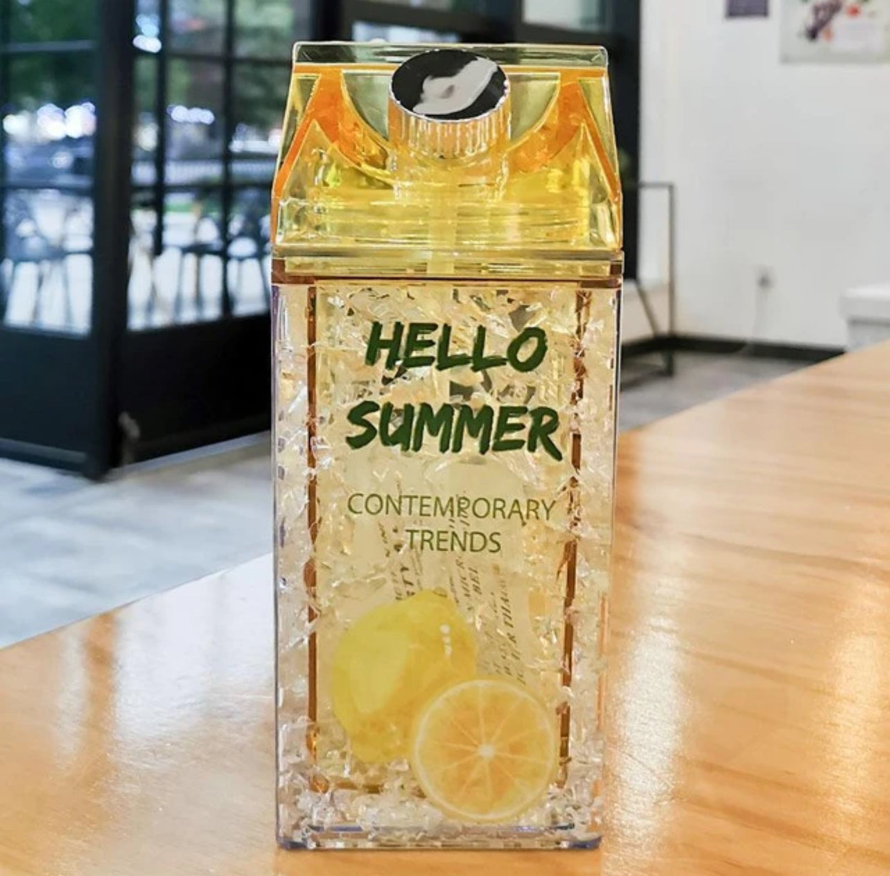 Hello Summer Cute Water Bottle With Straw