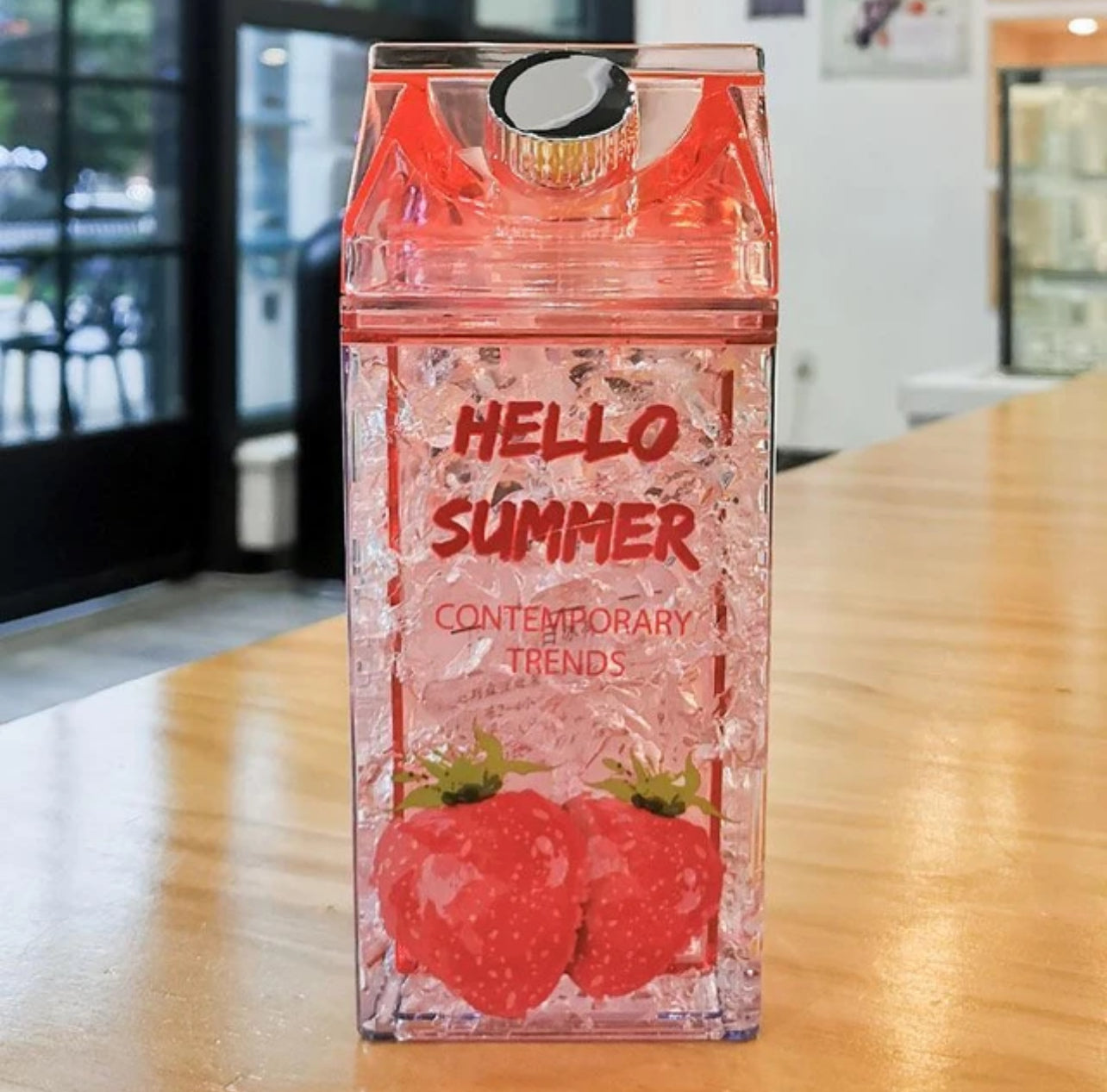 Hello Summer Cute Water Bottle With Straw