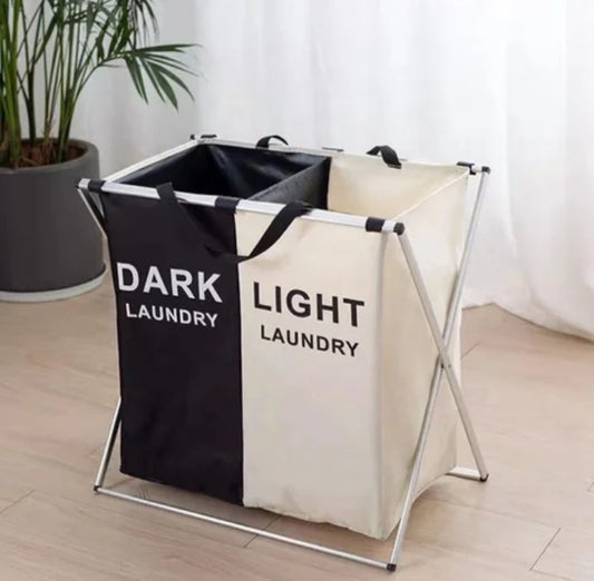 Foldable 2 and 3 section laundry basket