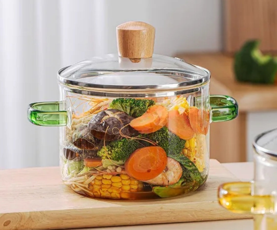 Heat Resistant Borosilicate Glass cooking pot