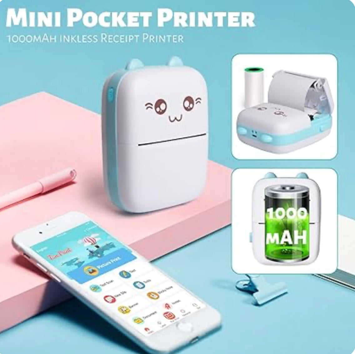 Mini Pocket Printer for Students - Bluetooth connectivity ✅