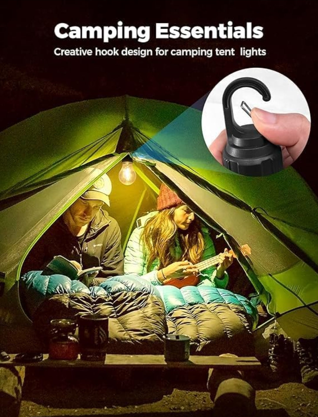 LED Camping light 400MAH 100LM Type c USB Rechargeable waterproof