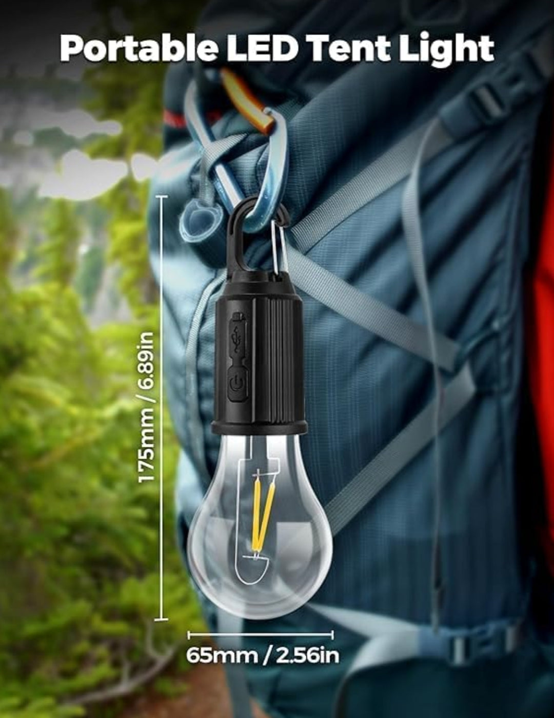 LED Camping light 400MAH 100LM Type c USB Rechargeable waterproof