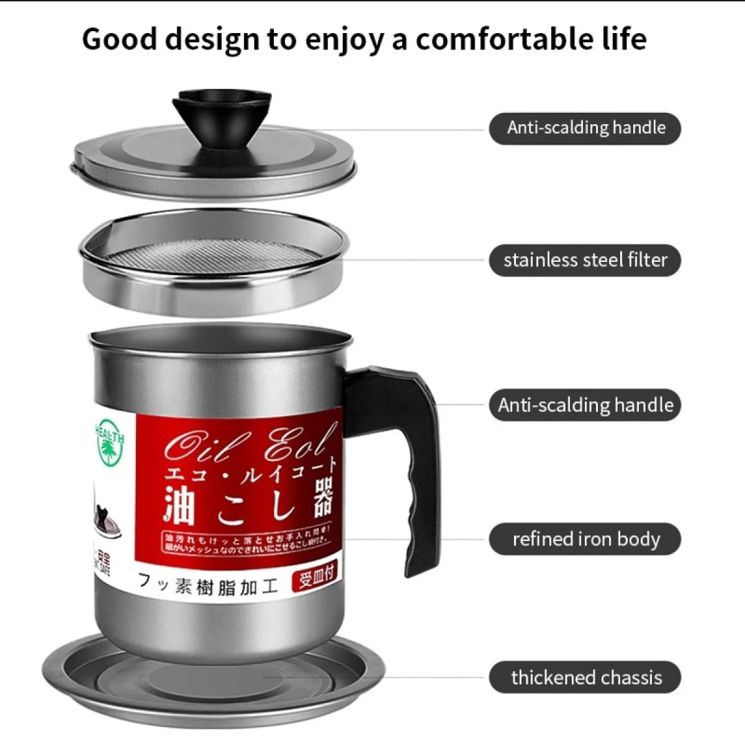 1.4L Stainless Steel Oil Strainer Pot Container