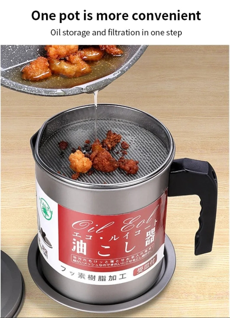 1.4L Stainless Steel Oil Strainer Pot Container