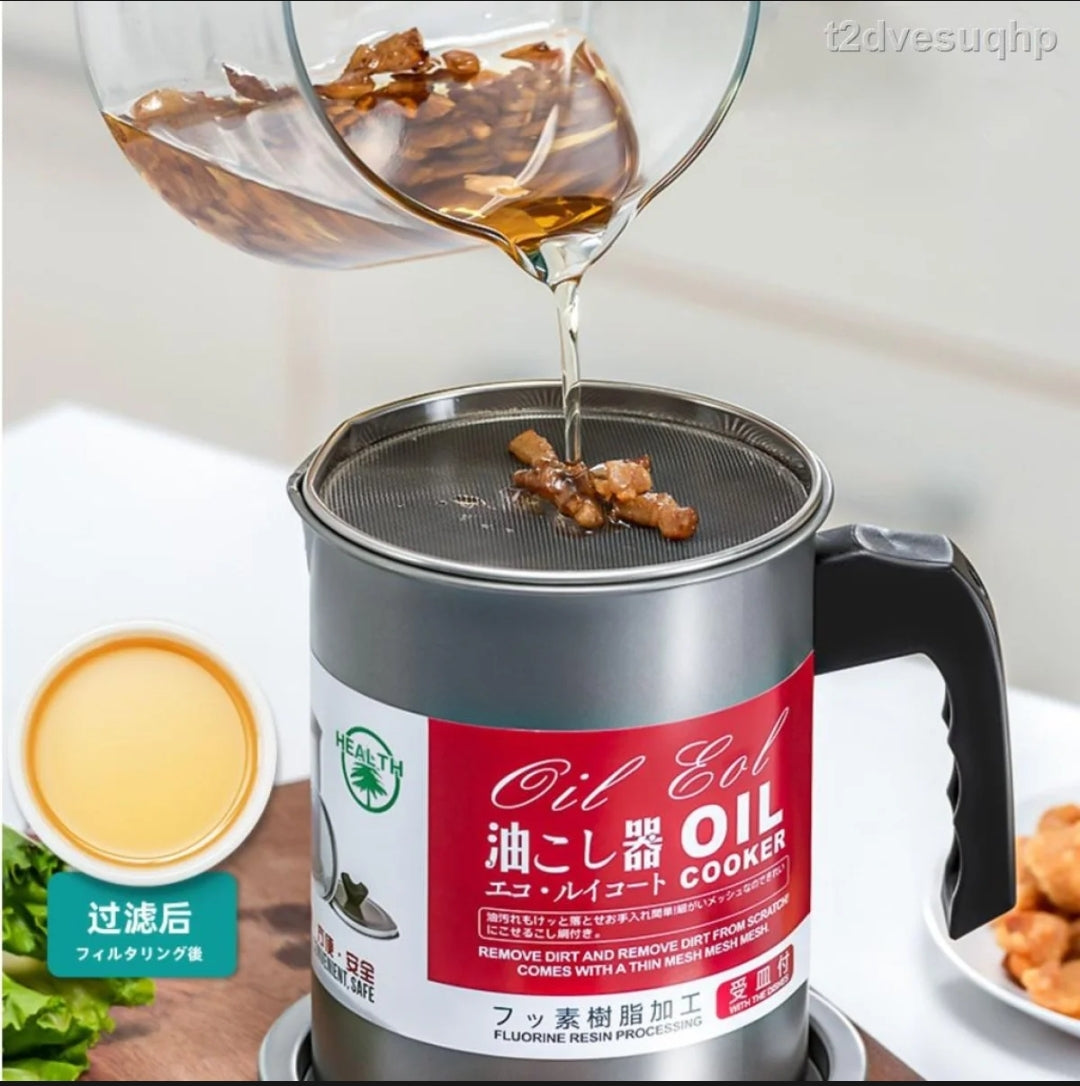 1.4L Stainless Steel Oil Strainer Pot Container