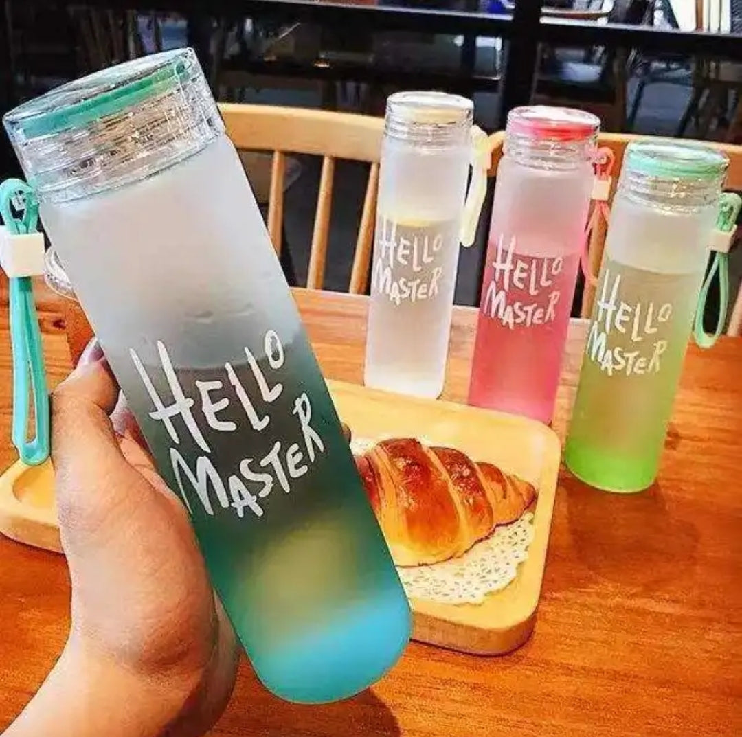 Hello Master glass bottle