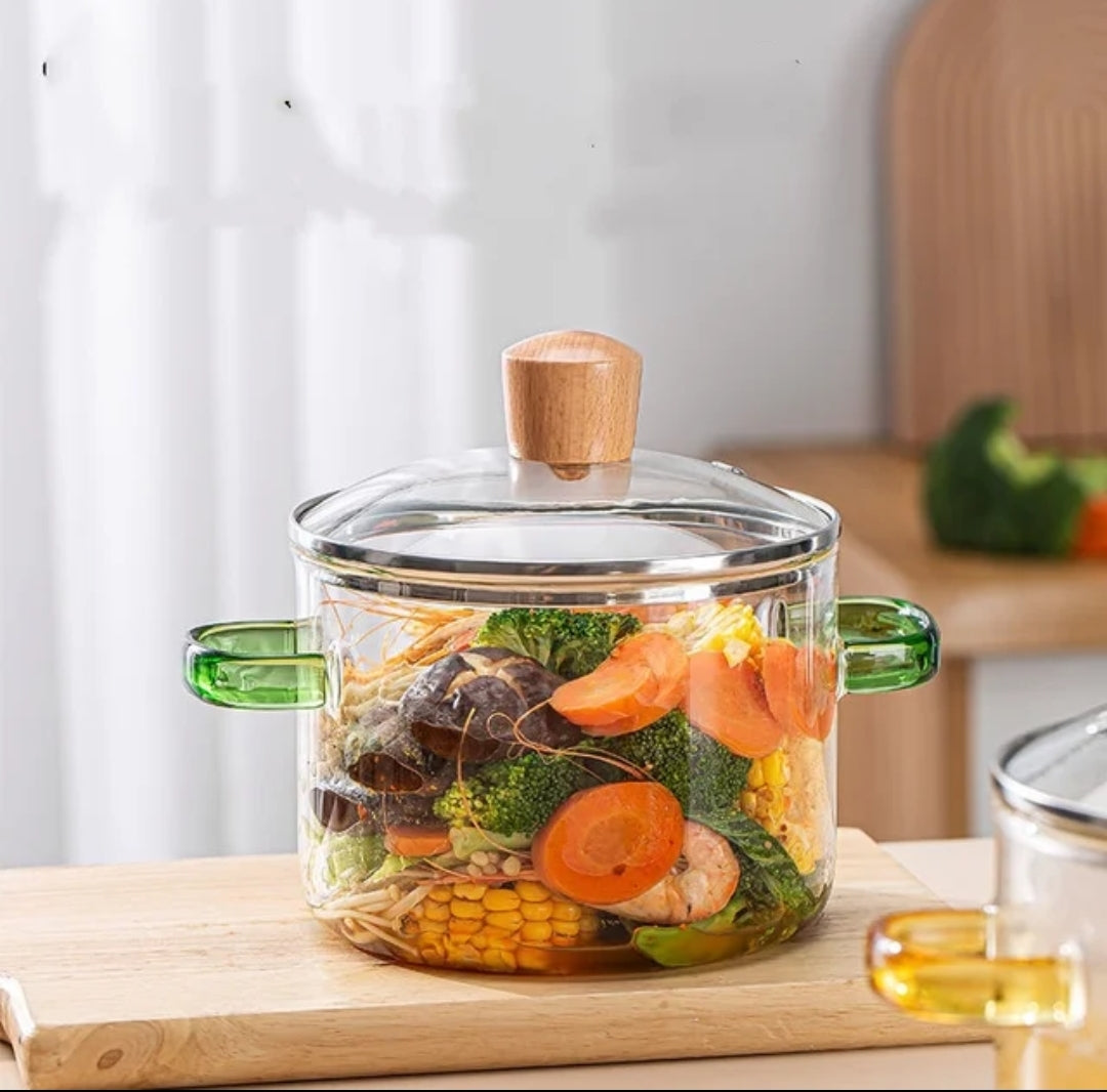 Heat Resistant Borosilicate Glass cooking pot