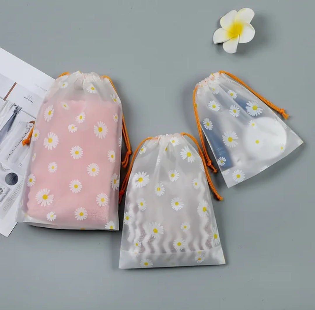 waterproof daisy drawstring bag portable travel organizer 4 pc set