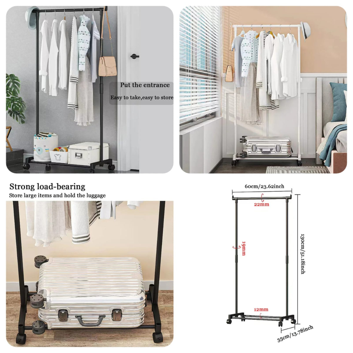 Single-Pole Clothes Rack - (Box Packing) Premium Quality Available Colours (Black & White)